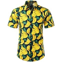Homme Chemise Chemise hawa enne Fruit Ananas Imprimés Photos Incarnadin Banane Col rabattu Jaune Rose Claire bleu marine Plein Air Casual Manches courtes Bouton bas Imprimer Vêtement Tenue Tropique miniinthebox