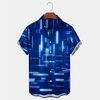 Homme Chemise Chemise hawa enne Géométrique Imprimés Photos Col rabattu Bleu Extérieur Plein Air Manches courtes Bouton bas Imprimer Vêtement Tenue Tropique Mode Hawa en Design miniinthebox