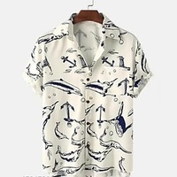 Homme Chemise Chemise hawa enne Imprimés Photos Ancre Pirate Col rabattu Beige Casual Sortie Manches courtes Bouton bas Imprimer Vêtement Tenue Tropique Hawa en Design Casual miniinthebox