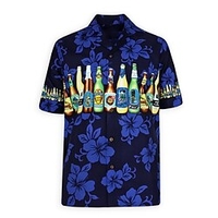 Homme Chemise Chemise hawa enne Imprimés Photos Bière Col rabattu Blanche Bleu Casual Vacances Manche Courte Bouton bas Imprimer Vêtement Tenue Tropique Mode Hawa en Flexible miniinthebox