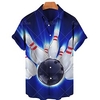 Homme Chemise Chemise hawa enne Imprimés Photos Boule de bowling Col rabattu Bleu Marron Vert Plein Air Casual Manches courtes Bouton bas Imprimer Vêtement Tenue Tropique Mode Hawa en Design miniinthebox