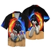 Homme Chemise Chemise hawa enne Imprimés Photos Boule de bowling Col rabattu Bleu Violet Plein Air Casual Manches courtes Bouton bas Imprimer Vêtement Tenue Tropique Mode Hawa en Design miniinthebox