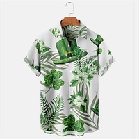 Homme Chemise Chemise hawa enne Imprimés Photos Clover Col rabattu Noir Blanche Extérieur Plein Air Manches courtes Bouton bas Imprimer Vêtement Tenue Tropique Mode Hawa en Design miniinthebox