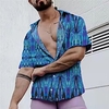 Homme Chemise Chemise hawa enne Imprimés Photos Col rabattu Jaune Bleu Plein Air Casual Manches courtes Bouton bas Imprimer Vêtement Tenue Tropique Mode Bohème Hawa en miniinthebox