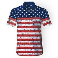 Homme Chemise Chemise hawa enne Imprimés Photos Drapeau National Col rabattu Bleu Extérieur Plein Air Manches courtes Bouton bas Imprimer Vêtement Tenue Tropique Mode Hawa en Design miniinthebox