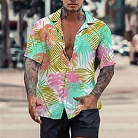 Homme Chemise Chemise hawa enne Imprimés Photos Feuilles Col rabattu Jaune Bleu Casual Vacances Manche Courte Bouton bas Imprimer Vêtement Tenue Tropique Mode Hawa en Flexible miniinthebox
