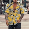 Homme Chemise Chemise hawa enne Imprimés Photos Feuilles Col rabattu Jaune Bleu Casual Vacances Manche Courte Bouton bas Imprimer Vêtement Tenue Tropique Mode Hawa en Flexible miniinthebox
