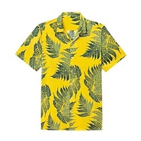 Homme Chemise Chemise hawa enne Imprimés Photos Feuilles Col rabattu Jaune Rose Claire Bleu Vert Casual Vacances Manche Courte Bouton bas Imprimer Vêtement Tenue Tropique Mode Hawa en Flexible miniinthebox