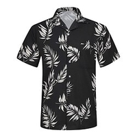 Homme Chemise Chemise hawa enne Imprimés Photos Feuilles Col rabattu Noir Rouge bleu marine Casual Sortie Manches courtes Bouton bas Imprimer Vêtement Tenue Tropique Hawa en Design Casual miniinthebox