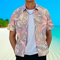Homme Chemise Chemise hawa enne Imprimés Photos Feuilles Col rabattu Orange Vert Plein Air Casual Manches courtes Bouton bas Imprimer Vêtement Tenue Tropique Mode Hawa en Design miniinthebox