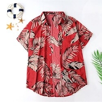 Homme Chemise Chemise hawa enne Imprimés Photos Feuilles Col rabattu Rouge Plein Air Casual Manches courtes Bouton bas Imprimer Vêtement Tenue Tropique Mode Hawa en Design miniinthebox
