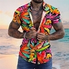 Homme Chemise Chemise hawa enne Imprimés Photos Feuilles Col rabattu Rouge Vert Plein Air Casual Manches courtes Bouton bas Imprimer Vêtement Tenue Tropique Mode Hawa en Design miniinthebox