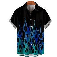 Homme Chemise Chemise hawa enne Imprimés Photos Flamme Col rabattu Jaune Rouge Bleu Roi Bleu Violet Extérieur Plein Air Manches courtes Bouton bas Imprimer Vêtement Tenue Tropique Mode Hawa en Design miniinthebox