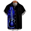 Homme Chemise Chemise hawa enne Imprimés Photos Flamme Guitare Col rabattu Jaune Rouge Bleu Roi Bleu Violet Extérieur Plein Air Manches courtes Bouton bas Imprimer Vêtement Tenue Tropique Mode miniinthebox