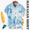 Homme Chemise Chemise hawa enne Imprimés Photos Glaçon Col rabattu Bleu Gris Plein Air Casual Manches courtes Bouton bas Imprimer Vêtement Tenue Tropique Mode Hawa en Design miniinthebox