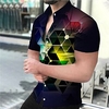 Homme Chemise Chemise hawa enne Imprimés Photos Géométrie Col rabattu Jaune Bleu Orange Plein Air Casual Manches courtes Bouton bas Imprimer Vêtement Tenue Mode Design Respirable miniinthebox