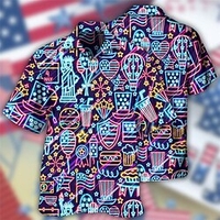 Homme Chemise Chemise hawa enne Imprimés Photos Graffiti Col rabattu Bleu Casual Vacances Manche Courte Bouton bas Imprimer Vêtement Tenue Tropique Mode Hawa en Flexible miniinthebox