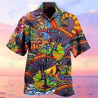 Homme Chemise Chemise hawa enne Imprimés Photos Œil Champignon Col rabattu Arc-en-ciel Casual Vacances Manche Courte Bouton bas Imprimer Vêtement Tenue Tropique Mode Hawa en Flexible miniinthebox
