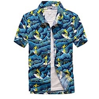 Homme Chemise Chemise hawa enne Imprimés Photos Le surf Col rabattu Bleu Plein Air Casual Manches courtes Bouton bas Imprimer Vêtement Tenue Tropique Mode Hawa en Design miniinthebox