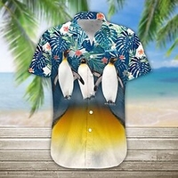 Homme Chemise Chemise hawa enne Imprimés Photos Manchot Col rabattu Bleu Extérieur Casual Manches courtes Bouton bas Imprimer Vêtement Tenue Design Casual Flexible Respirable miniinthebox