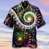 Homme Chemise Chemise hawa enne Imprimés Photos Musique Piano Col rabattu Violet Casual Vacances Manche Courte Bouton bas Imprimer Vêtement Tenue Tropique Mode Hawa en Flexible miniinthebox