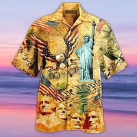 Homme Chemise Chemise hawa enne Imprimés Photos Rétro Vintage Col rabattu Jaune Casual Vacances Manche Courte Bouton bas Imprimer Vêtement Tenue Tropique Mode Hawa en Flexible miniinthebox