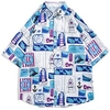 Homme Chemise Chemise hawa enne Imprimés Photos Voyage Col rabattu Bleu Plein Air Casual Manches courtes Bouton bas Imprimer Vêtement Tenue Tropique Mode Hawa en Design miniinthebox