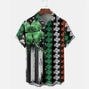 Homme Chemise Chemise hawa enne Jour de la Saint Patrick Fête de la St. Patrick Clover Drapeau National Col rabattu Noir Extérieur Plein Air Manches courtes Bouton bas Imprimer Vêtement Tenue miniinthebox