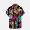 Homme Chemise Chemise hawa enne Lion Imprimés Photos Flamme Croix Col rabattu Noir Violet Extérieur Plein Air Manches courtes Bouton bas Imprimer Vêtement Tenue Tropique Mode Hawa en Design miniinthebox