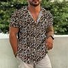Homme Chemise Chemise hawa enne Léopard Imprimés Photos Col rabattu Jaune Bleu Plein Air Casual Manches courtes Bouton bas Imprimer Vêtement Tenue Tropique Mode Hawa en Design miniinthebox