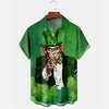 Homme Chemise Chemise hawa enne Portrait Jour de la Saint Patrick Fête de la St. Patrick Col rabattu Vert Extérieur Plein Air Manches courtes Bouton bas Imprimer Vêtement Tenue Tropique Mode Hawa en miniinthebox