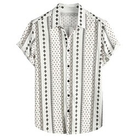 Homme Chemise Chemise hawa enne Rayé Tribal Imprimés Photos Géométrie Col rabattu Blanche Rouge bleu marine Bleu Plein Air Casual Manches courtes Bouton bas Imprimer Vêtement Tenue Tropique Mode miniinthebox