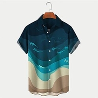 Homme Chemise Chemise hawa enne Requin Imprimés Photos Océan Col rabattu Bleu Extérieur Plein Air Manches courtes Bouton bas Imprimer Vêtement Tenue Tropique Mode Hawa en Design miniinthebox