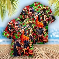 Homme Chemise Chemise hawa enne Rose Imprimés Photos La Saint-Valentin Col rabattu Vert Casual Vacances Manche Courte Bouton bas Imprimer Vêtement Tenue Tropique Mode Hawa en Flexible miniinthebox