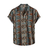 Homme Chemise Chemise hawa enne Tribal Imprimés Photos Rétro Vintage Col rabattu bleu marine Bleu Ciel Orange Arc-en-ciel Café Plein Air Casual Manches courtes Bouton bas Imprimer Vêtement Tenue miniinthebox