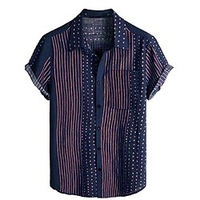 Homme Chemise Chemise hawa enne Tribal Imprimés Photos Rétro Vintage Col rabattu bleu marine Extérieur Plein Air Manches courtes Bouton bas Imprimer Vêtement Tenue Tropique Mode Hawa en Design miniinthebox
