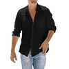 Homme Chemise Chemise Lin Col Automne Printemps manche longue Bleu Ciel Marine Blanche Couleur unie Travail Plein Air Vêtement Tenue miniinthebox