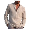 Homme Chemise Chemise Lin Col manche longue Bleu Ciel Noir Blanche Couleur unie Plein Air Vacances Vêtement Tenue miniinthebox