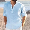 Homme Chemise Chemise Lin Col V Toutes les Saisons manche longue Noir Blanche bleu marine Plein du"idien Vacances Vêtement Tenue miniinthebox