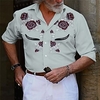 Homme Chemise Chemise Western Floral Imprimés Photos Col rabattu Abricot Bleu Extérieur Plein Air manche longue Bouton bas Imprimer Vêtement Tenue Mode Vêtement de rue Design style occidental miniinthebox