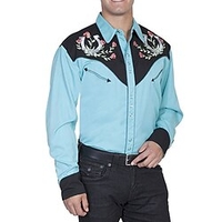 Homme Chemise Chemise Western Floral Imprimés Photos Col rabattu Bleu Extérieur Plein Air manche longue Bouton bas Imprimer Vêtement Tenue Mode Vêtement de rue Design style occidental miniinthebox