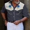 Homme Chemise Chemise Western Floral Imprimés Photos Col rabattu Bleu Gris Extérieur Plein Air manche longue Bouton bas Imprimer Vêtement Tenue Mode Vêtement de rue Design style occidental miniinthebox