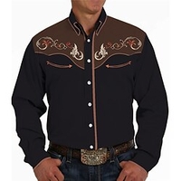 Homme Chemise Chemise Western Floral Imprimés Photos Col rabattu Bleu Marron Extérieur Plein Air manche longue Bouton bas Imprimer Vêtement Tenue Mode Vêtement de rue Design style occidental miniinthebox