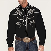 Homme Chemise Chemise Western Floral Imprimés Photos Col rabattu Jaune Bleu Extérieur Plein Air manche longue Bouton bas Imprimer Vêtement Tenue Mode Vêtement de rue Design style occidental miniinthebox