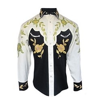 Homme Chemise Chemise Western Floral Imprimés Photos Col rabattu Jaune Extérieur Plein Air manche longue Bouton bas Imprimer Vêtement Tenue Mode Vêtement de rue Design style occidental miniinthebox