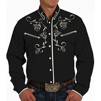 Homme Chemise Chemise Western Floral Imprimés Photos Col rabattu Noir Gris Extérieur Plein Air manche longue Bouton bas Imprimer Vêtement Tenue Mode Vêtement de rue Design style occidental miniinthebox