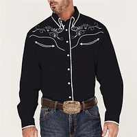 Homme Chemise Chemise Western Floral Imprimés Photos Col rabattu Noir Vert Extérieur Plein Air manche longue Bouton bas Imprimer Vêtement Tenue Mode Vêtement de rue Design style occidental miniinthebox