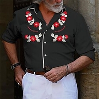 Homme Chemise Chemise Western Floral Imprimés Photos Col rabattu Rouge Gris Extérieur Plein Air manche longue Bouton bas Imprimer Vêtement Tenue Mode Vêtement de rue Design style occidental miniinthebox