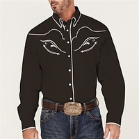 Homme Chemise Chemise Western Imprimés Photos Col rabattu bleu marine Café Extérieur Plein Air manche longue Bouton bas Imprimer Vêtement Tenue Mode Vêtement de rue Design style occidental miniinthebox