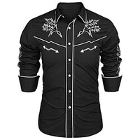 Homme Chemise Chemise Western Imprimés Photos Col rabattu Noir Blanche Rouge Bleu Kaki Extérieur Plein Air manche longue Bouton bas Imprimer Vêtement Tenue Mode Design style occidental miniinthebox